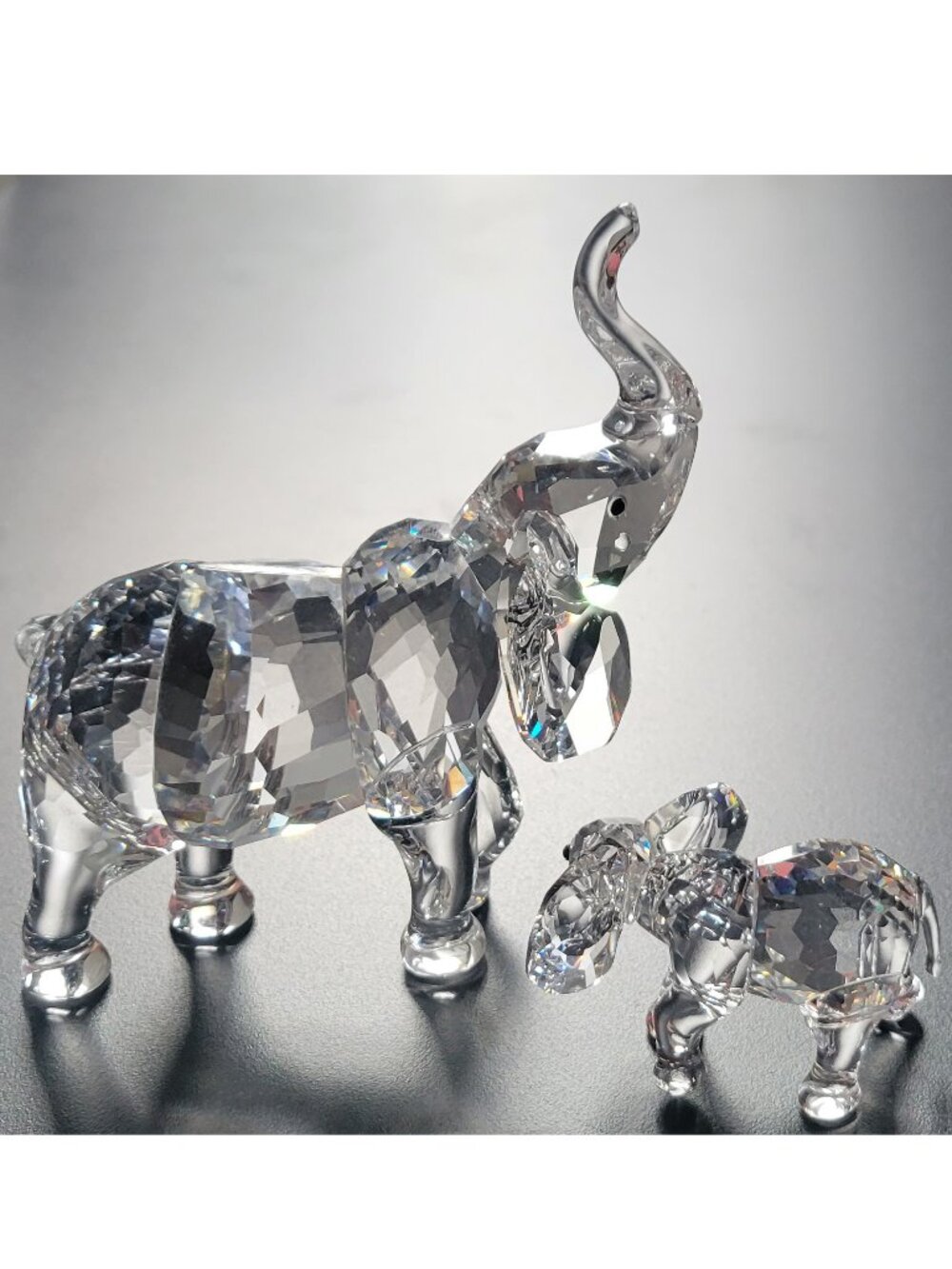 Swarovski 678945 Large Elephant Mother AS IS + EUC Baby Cub 674587 Figurine Set
